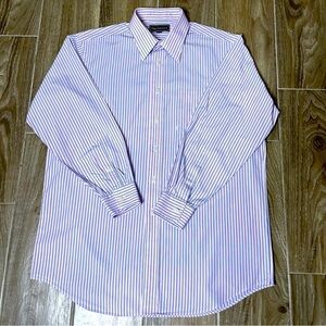 Men’s Paul Frederick Dress Shirt - Pink, Blue & White Stripes - Size 16/33